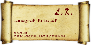 Landgraf Kristóf névjegykártya