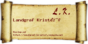 Landgraf Kristóf névjegykártya